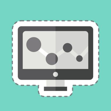 Çıkartma çizgisi Rating 'i kesti. Sosyal Ağ sembolüyle ilgili. Basit tasarım çizimi