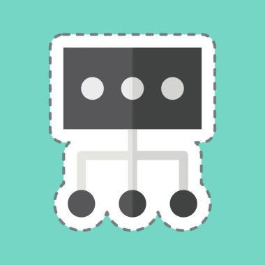 Çıkartma hattı Data 'yı kesti. Sosyal Ağ sembolüyle ilgili. Basit tasarım çizimi