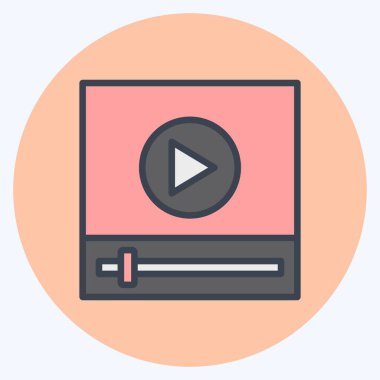 Simge Araçları. Sosyal Ağ sembolüyle ilgili. renk arkadaşı stili. Basit tasarım çizimi