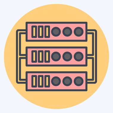 Simge Sunucusu. Sosyal Ağ sembolüyle ilgili. renk arkadaşı stili. Basit tasarım çizimi