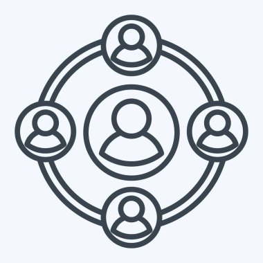 İkon Sosyal. Sosyal Ağ sembolüyle ilgili. Sıra tarzı. Basit tasarım çizimi