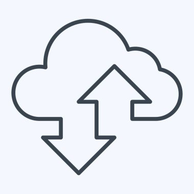 Simge bulutlu. Sosyal Ağ sembolüyle ilgili. Sıra tarzı. Basit tasarım çizimi