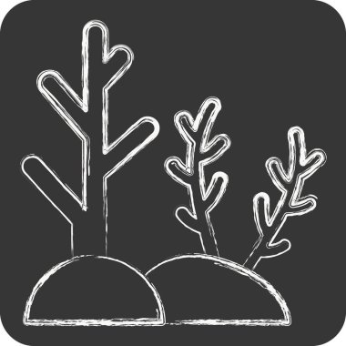 İkon Okyanusu. Dalış sembolüyle ilgili. Tebeşir stili. Basit tasarım çizimi