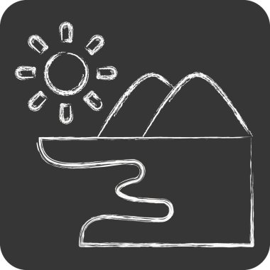 Simge Denizi. Dalış sembolüyle ilgili. Tebeşir stili. Basit tasarım çizimi