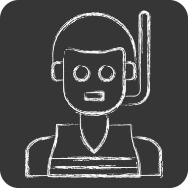 Simge Cankurtaran Ceketi. Dalış sembolüyle ilgili. Tebeşir stili. Basit tasarım çizimi