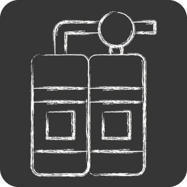 Icon Dalış Oksijen Tankı. Dalış sembolüyle ilgili. Tebeşir stili. Basit tasarım çizimi