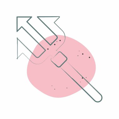 İkon mızrağı. Dalış sembolüyle ilgili. Renkli Leke Biçimi. Basit tasarım çizimi