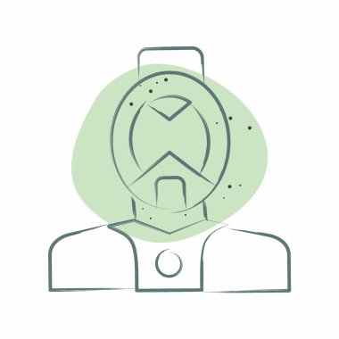 Simge Dalış Maskesi. Dalış sembolüyle ilgili. Renkli Leke Biçimi. Basit tasarım çizimi