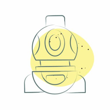 Simgesel Dalış Miğferi. Dalış sembolüyle ilgili. Renkli Leke Biçimi. Basit tasarım çizimi