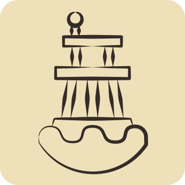 Simge Su Şamandırası. Dalış sembolüyle ilgili. El çizimi tarzı. Basit tasarım çizimi