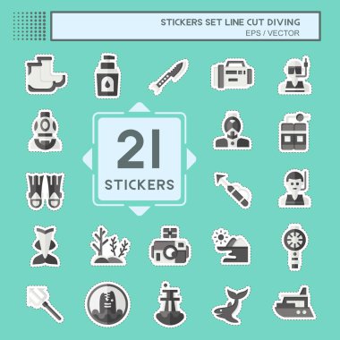 Çıkartma çizgisi set dalışını kesti. Deniz sembolüyle ilgili. Basit tasarım çizimi