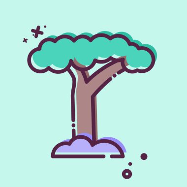 İkon Baobab. Güney Afrika sembolüyle ilgili. MBE tarzı. Basit tasarım çizimi