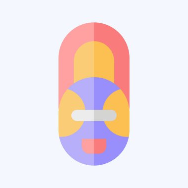 Icon Afrika Maskesi. Güney Afrika sembolüyle ilgili. Düz stil. Basit tasarım çizimi