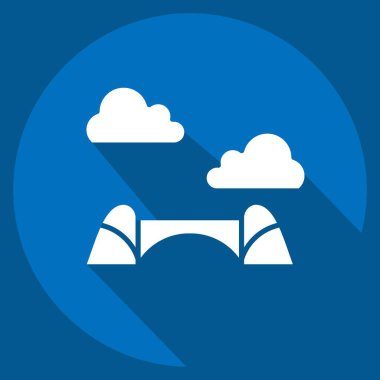 Simge Bloktrans Köprüsü. Güney Afrika sembolüyle ilgili. Uzun gölge tarzı. Basit tasarım çizimi