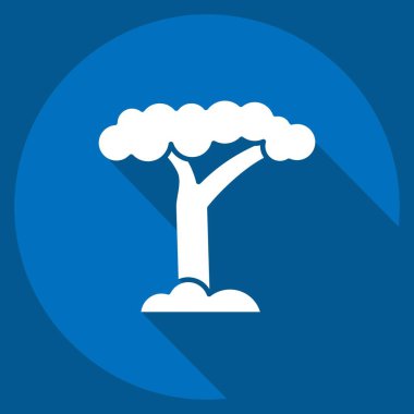 İkon Baobab. Güney Afrika sembolüyle ilgili. Uzun gölge tarzı. Basit tasarım çizimi