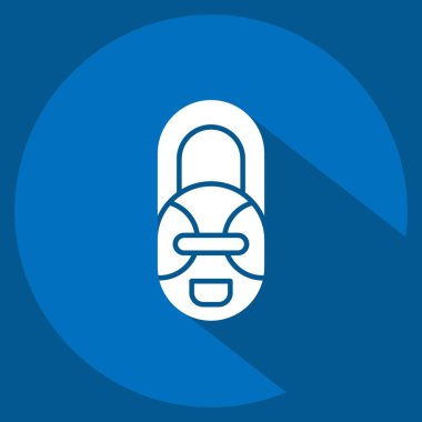 Icon Afrika Maskesi. Güney Afrika sembolüyle ilgili. Uzun gölge tarzı. Basit tasarım çizimi