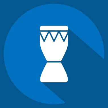 Icon Afrika Davulu. Güney Afrika sembolüyle ilgili. Uzun gölge tarzı. Basit tasarım çizimi
