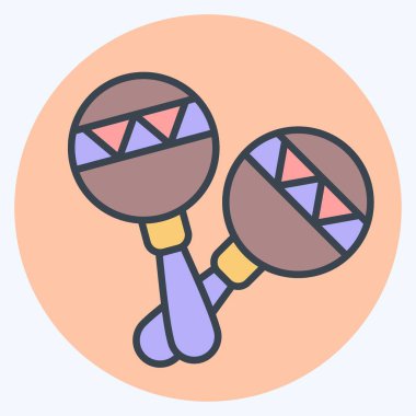 Icon Mracas. Güney Afrika sembolüyle ilgili. renk arkadaşı stili. Basit tasarım çizimi