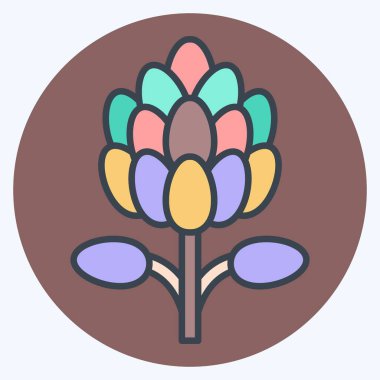 Simge Kralı Protea. Güney Afrika sembolüyle ilgili. renk arkadaşı stili. Basit tasarım çizimi