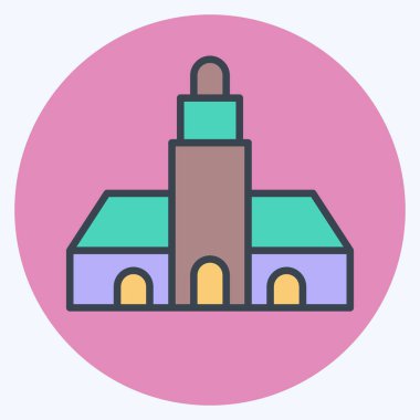 Simge Yeşil Kutu Işık Evi. Güney Afrika sembolüyle ilgili. renk arkadaşı stili. Basit tasarım çizimi