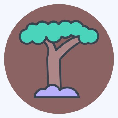 İkon Baobab. Güney Afrika sembolüyle ilgili. renk arkadaşı stili. Basit tasarım çizimi