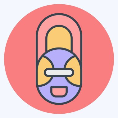 Icon Afrika Maskesi. Güney Afrika sembolüyle ilgili. renk arkadaşı stili. Basit tasarım çizimi