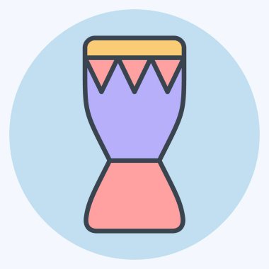 Icon Afrika Davulu. Güney Afrika sembolüyle ilgili. renk arkadaşı stili. Basit tasarım çizimi