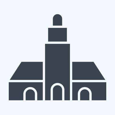 Simge Yeşil Kutu Işık Evi. Güney Afrika sembolüyle ilgili. Kabartma tarzı. Basit tasarım çizimi