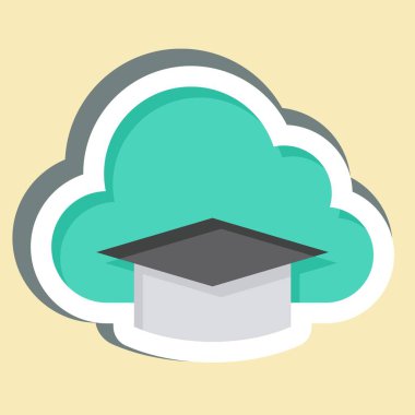 Çıkartma Bulut Eğitimi. Öğrenme sembolüyle ilgili. Basit tasarım çizimi