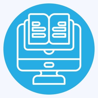 Simge Çevrimiçi Kitap. Öğrenme sembolüyle ilgili. Mavi gözlü. Basit tasarım çizimi