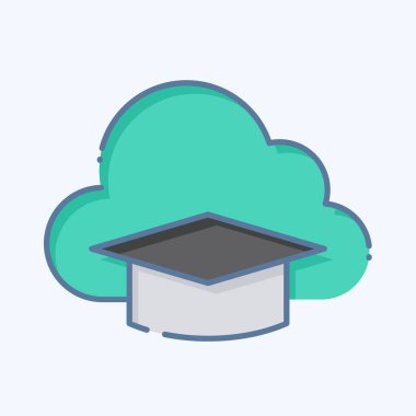 Simge Bulut Eğitimi. Öğrenme sembolüyle ilgili. Karalama stili. Basit tasarım çizimi