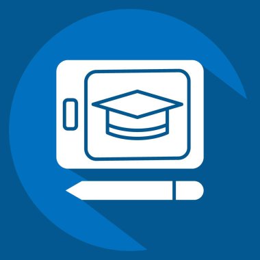 Simge Tableti Eğitimi. Öğrenme sembolüyle ilgili. Uzun gölge tarzı. Basit tasarım çizimi