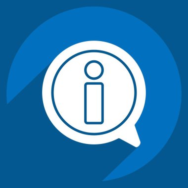 Simge Bilgi Sinyali. Öğrenme sembolüyle ilgili. Uzun gölge tarzı. Basit tasarım çizimi