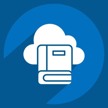 Öğrenme sembolü ile ilgili Simge Bulut Kitabı 2. Uzun gölge tarzı. Basit tasarım çizimi