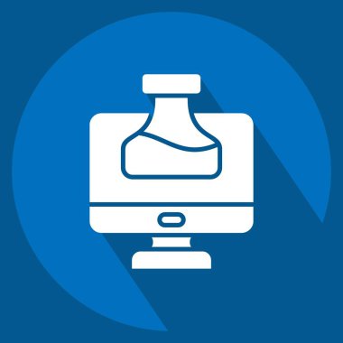 Simgesel Kimya Dersi. Öğrenme sembolüyle ilgili. Uzun gölge tarzı. Basit tasarım çizimi