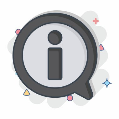 Simge Bilgi Sinyali. Öğrenme sembolüyle ilgili. Çizgi roman. Basit tasarım çizimi