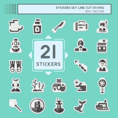 Çıkartma çizgisi set dalışını kesti. Deniz sembolüyle ilgili. Basit tasarım çizimi