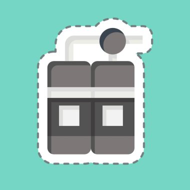 Çıkartma hattı dalış oksijenini kesti. Dalış sembolüyle ilgili. Basit tasarım çizimi