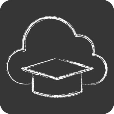 Simge Bulut Eğitimi. Öğrenme sembolüyle ilgili. Tebeşir stili. Basit tasarım çizimi