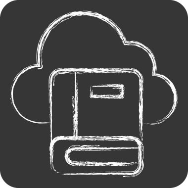 Öğrenme sembolü ile ilgili Simge Bulut Kitabı 2. Tebeşir stili. Basit tasarım çizimi