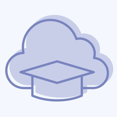 Simge Bulut Eğitimi. Öğrenme sembolüyle ilgili. İki ton stili. Basit tasarım çizimi