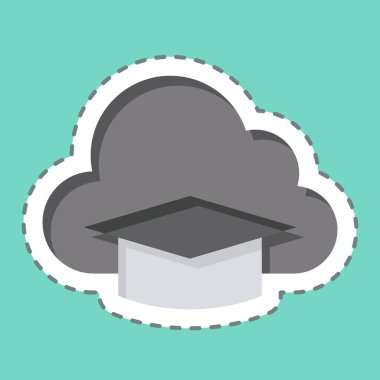 Çıkartma çizgisi Bulut Eğitimini kesti. Öğrenme sembolüyle ilgili. Basit tasarım çizimi