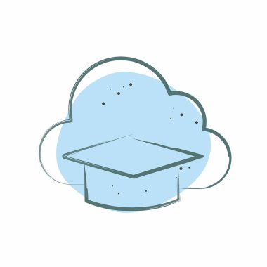 Simge Bulut Eğitimi. Öğrenme sembolüyle ilgili. Renkli Leke Biçimi. Basit tasarım çizimi