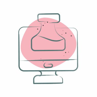 Simgesel Kimya Dersi. Öğrenme sembolüyle ilgili. Renkli Leke Biçimi. Basit tasarım çizimi