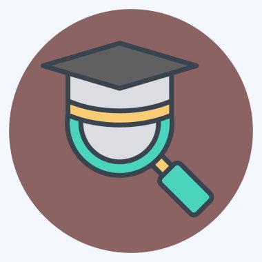 Icon Havan Tahtasını Büyüt. Öğrenme sembolüyle ilgili. renk arkadaşı stili. Basit tasarım çizimi