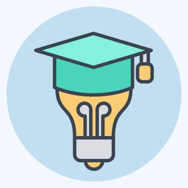 Simge Mezuniyeti Fikri. Öğrenme sembolüyle ilgili. renk arkadaşı stili. Basit tasarım çizimi