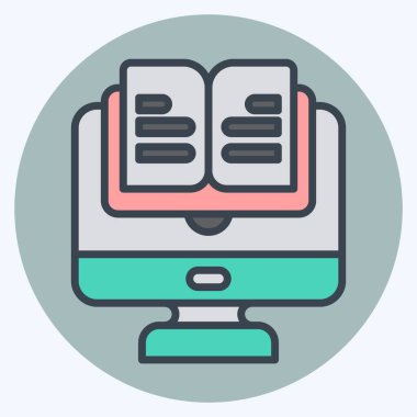 Simge Çevrimiçi Kitap. Öğrenme sembolüyle ilgili. renk arkadaşı stili. Basit tasarım çizimi