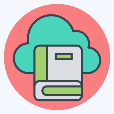 Öğrenme sembolü ile ilgili Simge Bulut Kitabı 2. renk arkadaşı stili. Basit tasarım çizimi