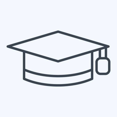 Simge Mezuniyet Şapkası. Öğrenme sembolüyle ilgili. Sıra tarzı. Basit tasarım çizimi