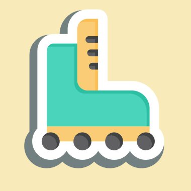 Etiketli Paten. Buz pateni sembolüyle ilgili. Basit tasarım çizimi